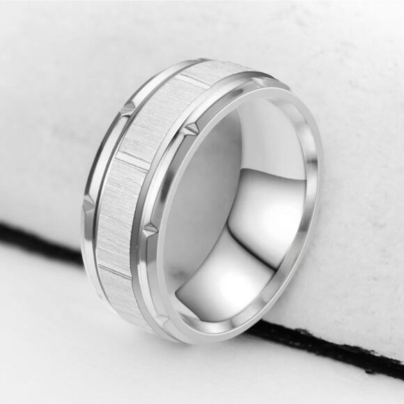 NEW 18K white gold plated men's wedding band ring jewelry size 11 B21B - Picture 3 of 3